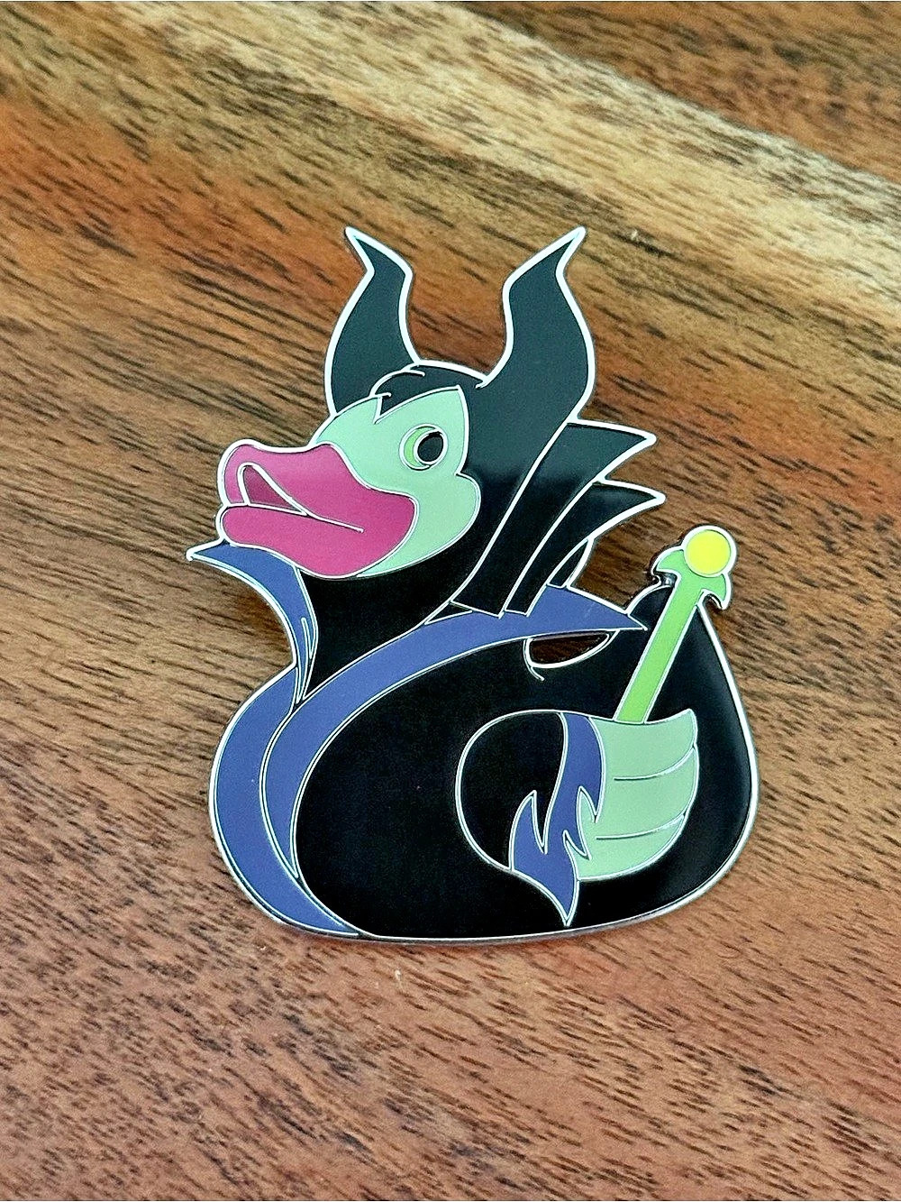 Disney Maleficent Rubber Duck Pin - Ducks of Disney Series 2 Black & Green